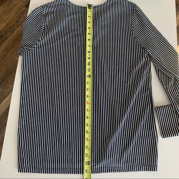 Ann Taylor Factory M Navy Stripe LS Blouse - Picture 6 of 12